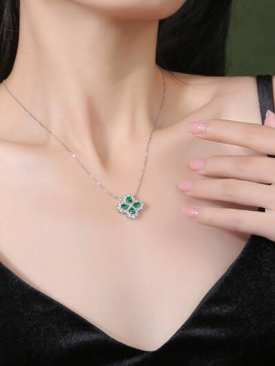925 Silver Colorful Pendant With Chain To Cultivate Emerald