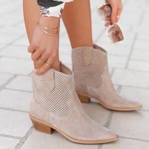 Womens Mid-Heel Boots In Large Sizes With Embossed Suede