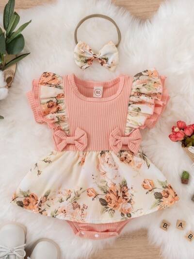 Summer Sunken Stripe Rompers Jumpsuit Baby's Gown