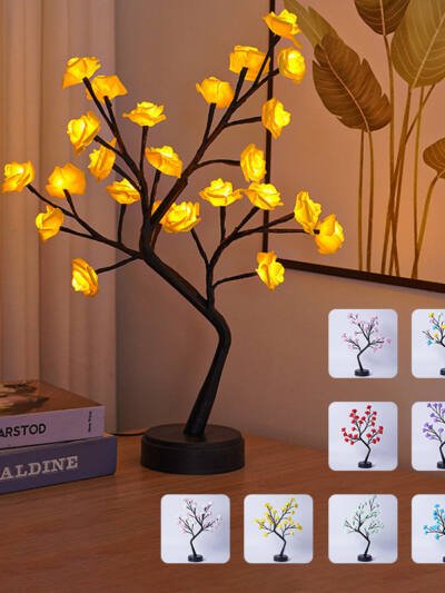 Table Lamp Flower Tree Rose Lamps Fairy Desk Night Lights USB Operated Gifts For Wedding Valentine Christmas Decoration