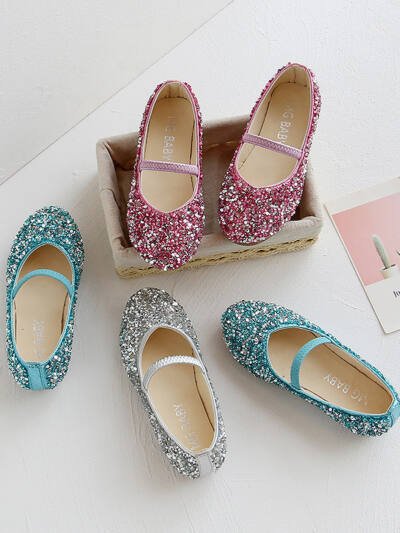 Pumps Girls Sequins Crystal Toe Cap Fashion Soft Bottom