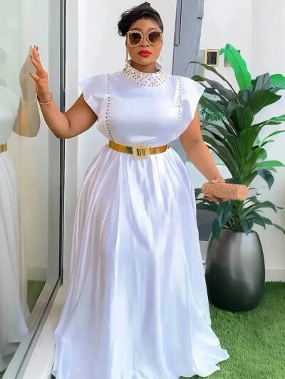 Banquet Evening Fashionable Elegant Style Rhinestone High Waist Dress