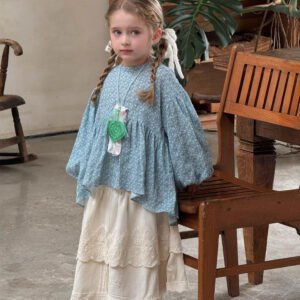 Blue For Children Doll Shirt Cute Round Neck Shirt