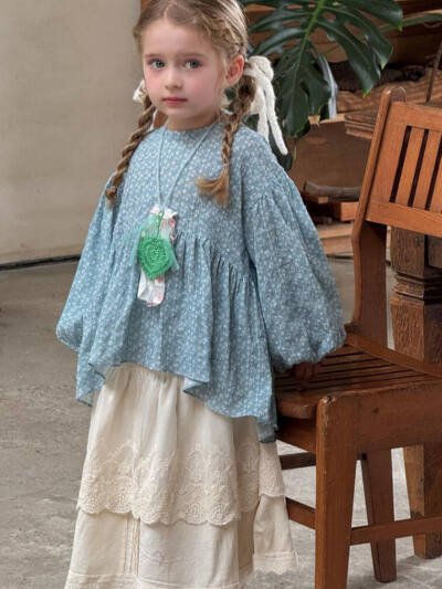 Blue For Children Doll Shirt Cute Round Neck Shirt