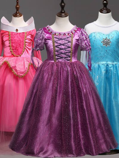 Princess Dress Inserted Beads Bright Silk Performance Dress