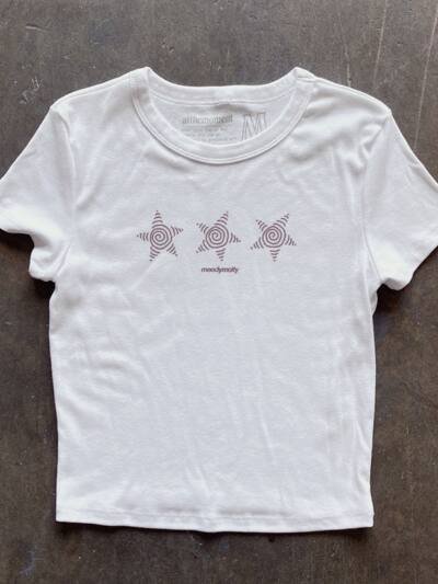 Women's Regular Fit Short Sleeve Heavyweight Retro Niche Celebrity Print T-Shirt