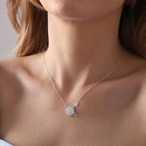 925 Sterling Silver Saturn Planet Necklace With White Zircon Stone