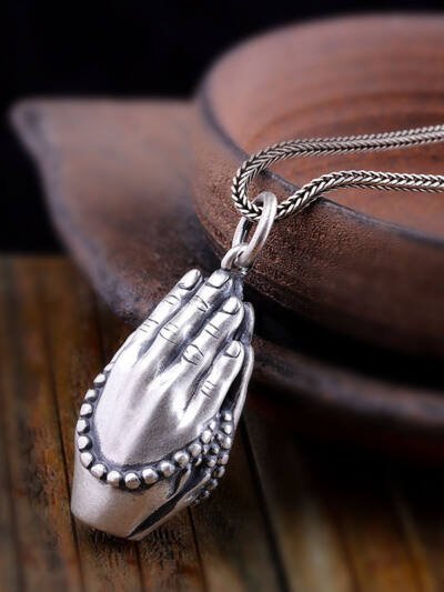 Pure Silver Ethnic Style Hand-wrapped Pendant