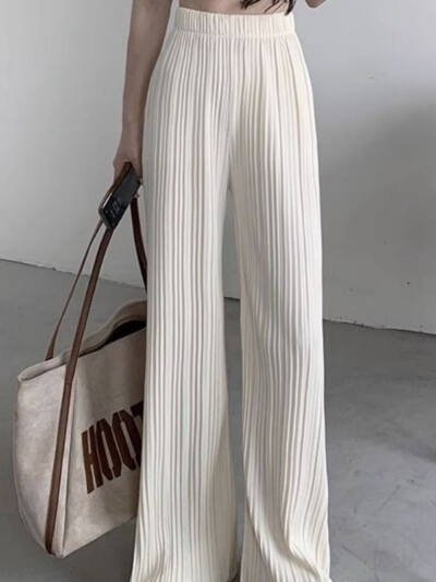 High-waisted Draping Lightweight Pleated Casual Pants