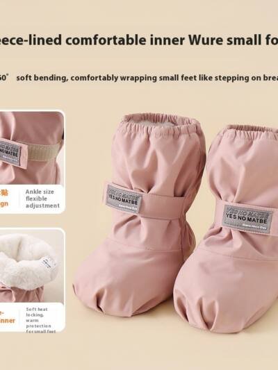 Children's Waterproof Cotton Shoes Cross-border European And American Winter Baby And Infant Ankle Sock Two-in-one Velvet Shoes Children's Shoes
