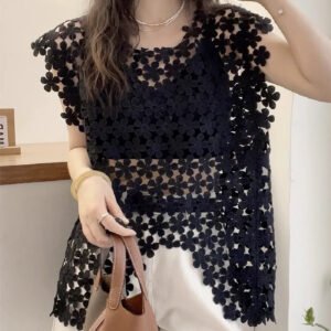 Vest Western Style Top Small Hollow Crocheted Lace Vest