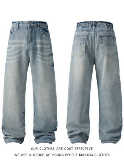 Mens Straight-Leg Casual Wide-Leg Denim Jeans In American Style