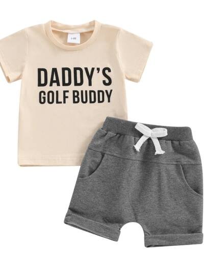 Summer Children's Thin Pure Cotton Short Sleeve Short Pants Suit