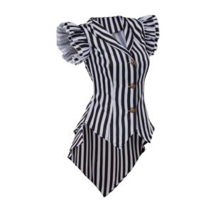 Womens Steampunk Outfit Striped Vest Jacket Top