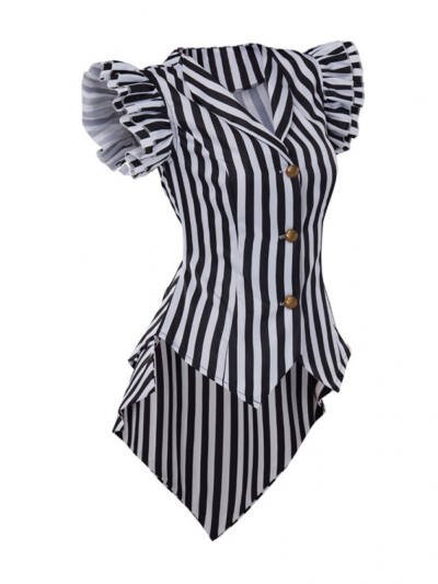 Womens Steampunk Outfit Striped Vest Jacket Top