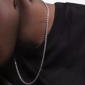 S925   Sterling Silver Plated Fried Dough Twists Chain Necklace For Men And Women