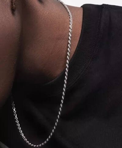 S925   Sterling Silver Plated Fried Dough Twists Chain Necklace For Men And Women