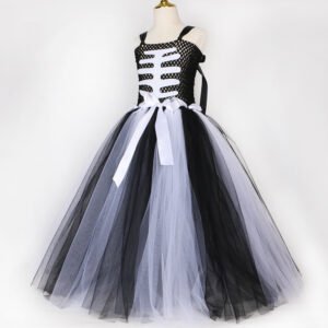 Halloween Girl Skull Skeleton Mesh Bubble Skirt