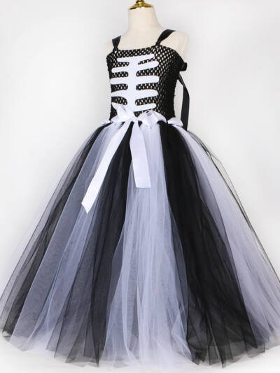 Halloween Girl Skull Skeleton Mesh Bubble Skirt