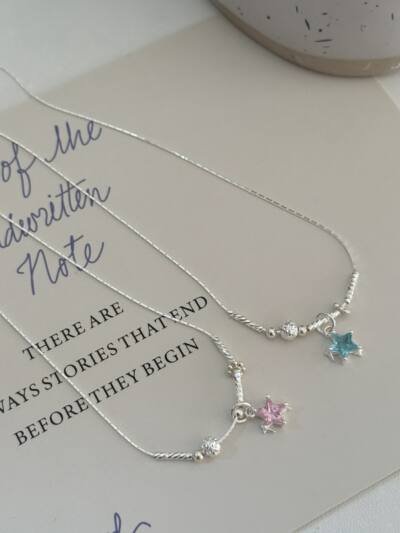 S925 Silver Niche Sweet Color-Diamond Star Collarbone Necklace