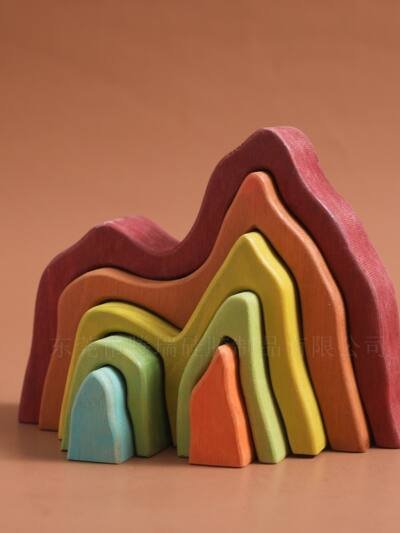 Early Childhood Education Puzzle Toys Wooden Rainbow Building Blocks