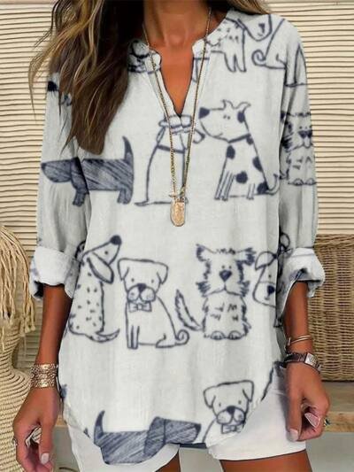 Womens Fashion Long-sleeve 3D Digital Shirt