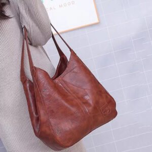 Vintage Large Capacity Shoulder Bags For Women Retro PU Leat
