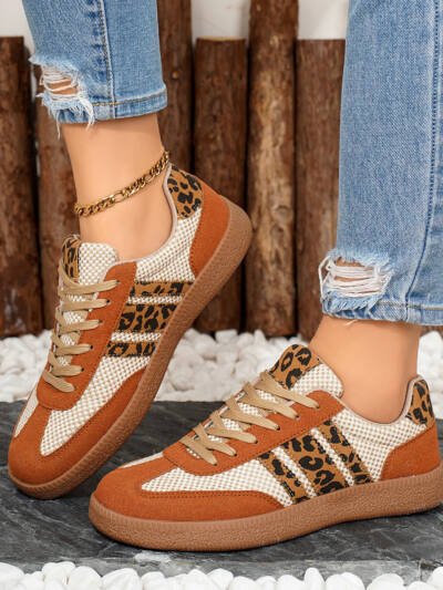 Retro New Arrival Lace-up Color-block Round-toe Contrasting-color Flats