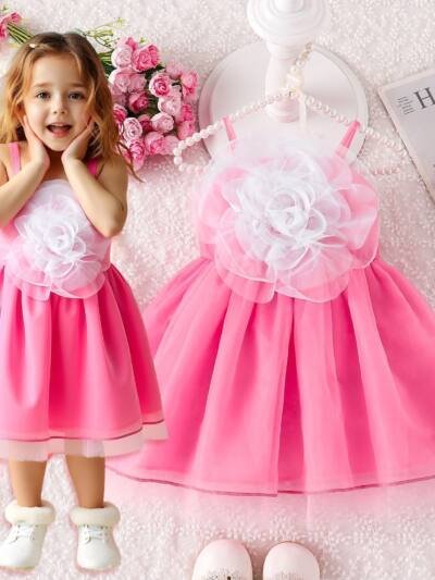 Floral Straps Puffy Fashion Stylish Dress