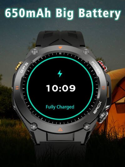 SENBONO GPS Smart Watch Men 1.45'' HD Screen Built-In GPS Altimeter Barometer Compass AI Voice Compatible With Android & IPhone