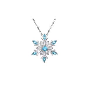 Silver Chain Snowflake Pendant Necklace Made With Austrian Crystals In Silver