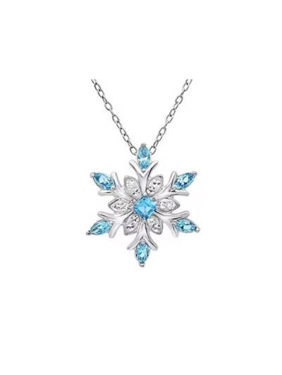 Silver Chain Snowflake Pendant Necklace Made With Austrian Crystals In Silver