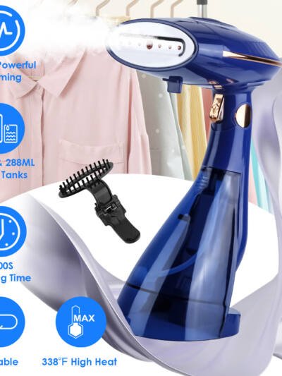 1Pc 1500W 2 In 1 Foldable Garment Steamer Handheld Fabric Wrinkle Remover With 168ML & 288ML Water Tanks For Flat Hanging Ironing