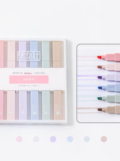 Jiwushe Soft-Tip Highlighter Morandi Pastel Marker Pen Large-Capacity Students Use Color To Draw Key Markers