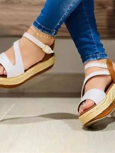 Platform Sandals Hollow Buckle Women's Shoes