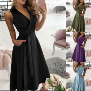 Fashionable V Neck Printed Packed Hip Dress Women
