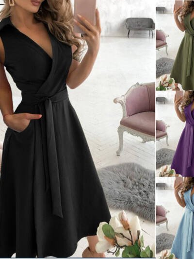 Fashionable V Neck Printed Packed Hip Dress Women
