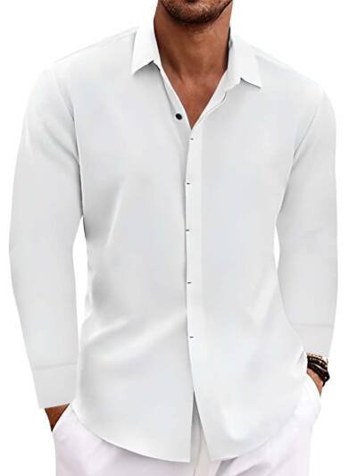 Long Sleeve T-shirt Undershirt Solid Color Long Sleeve Cotton Linen Shirt Men