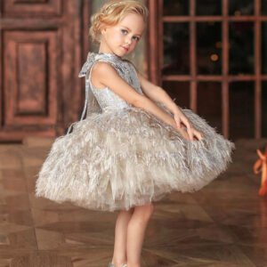 Girl Piano Playing Wedding Flower Dress One Year Old