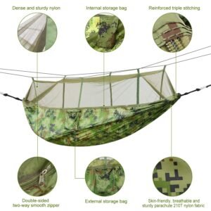 1Pc 600lbs Load 2 Persons Hammock With Mosquito Net Outdoor Hiking Camping Hommock Portable Nylon Swing Hanging Bed With Strap Hook Carry Bag