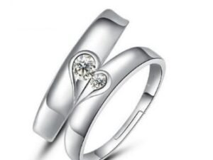 Silver heart diamond ring couple love wedding ring engagement diamond ring men and women marriage wedding heart