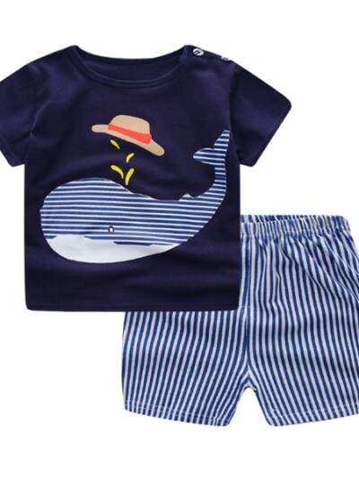Cartoon Clothing Baby Boy Summer Clothes T-shirt Baby Girl Casual Clothing Sets