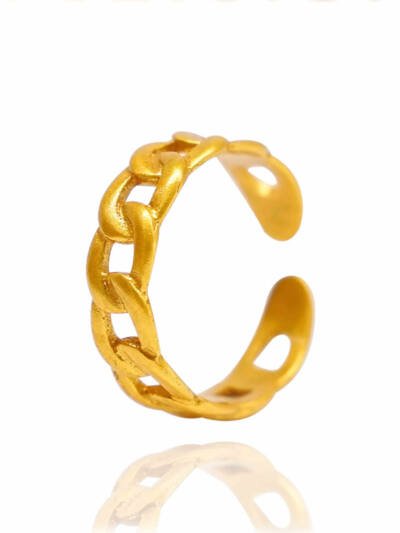 24k Gold Jewelry,Classic Twist Chain Open Rings For Women Zircon Geometric Twist Wrapped Couple Ring Jewelry