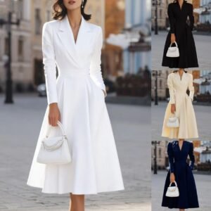 French V-neck Waist-cinching Slimming High-end Long Dress