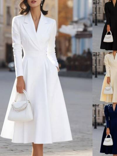 French V-neck Waist-cinching Slimming High-end Long Dress
