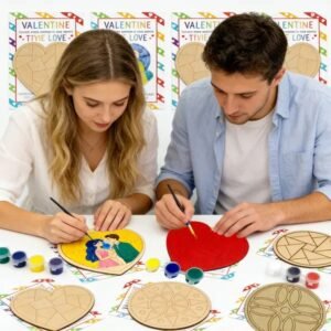 Valentines Day Gifts For Kids - 28 PCS Valentine Cards School With Art Supplies - Heart Mosaic Barn Quilt Painting Craft Kits - For Classroom Kids Boys Girls Gifts Exchanges - Valentines Party Favors