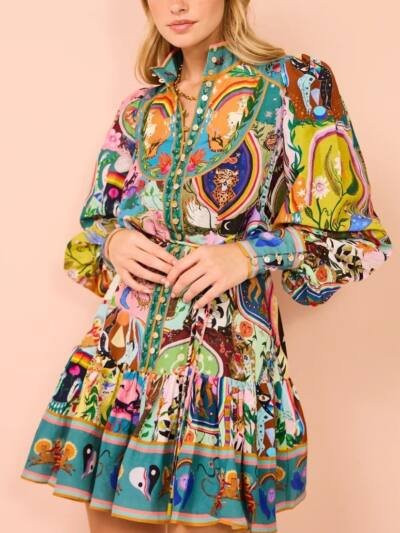Casual Fashion Printing Shirt Cardigan Temperament Wild Dress