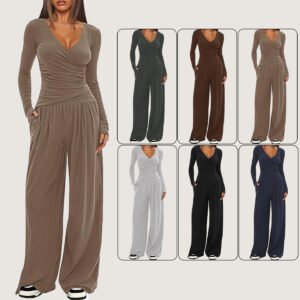 Women's Wide-leg Pants Long-sleeved Sportswear Suit