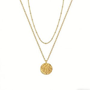 Gold Layered Choker Necklace 14K Gold Plated Bar Coin Charm Pendant Neckalce Delicate Multilayer Choker Necklaces For Women