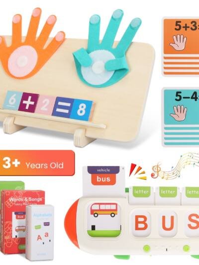 Talking Flash Cards And Finger Counting Math Board Interactive Learning Toys For Kids Aged Over 3  Number Alphabet Words Song Learning